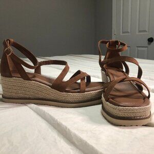 Lucky Brand brand new leather Carolina strappy espadrille wedge sandals 9.5